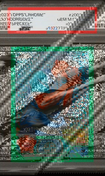 2023 Topps Chrome Julio Rodriguez #200 Image Variation SP Green Speckle 33/99 PSA 10