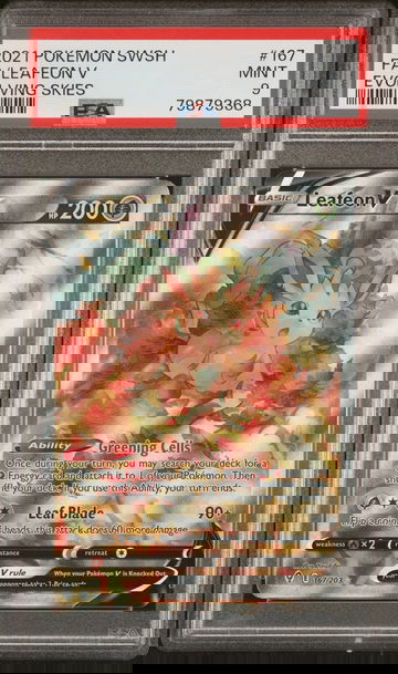 2021 Pokemon Sword and Shield Evolving Skies Leafeon V #167 PSA 9