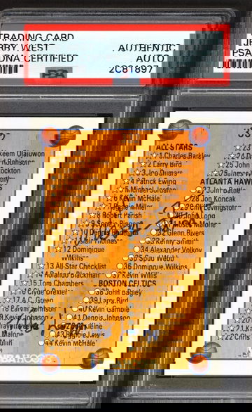 1990-91 Hoops Checklist Jerry West AUTO Inscribed "The Logo" PSA Authentic