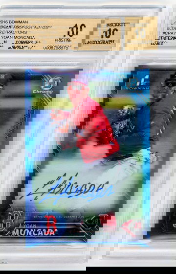 Yoan Moncada 2016 Bowman Chrome Blue Refractor Auto /150 BGS 10/10 Pristine White Sox
