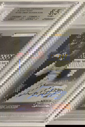 2018 Panini Contenders Lamar Jackson Playoff Ticket Variation Rookie Auto RC #112B 38/99 BGS 6.5/9