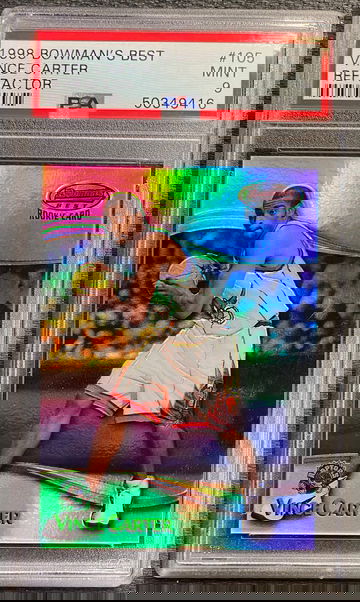 1998 Bowman’s Best Refractor /400 Vince Carte Rookie PSA 9