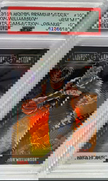 2019 Hoops Premium Stock Zion Williamson Lights Camera Action - Orange PSA 10 - POP 6