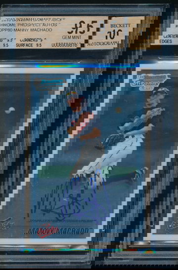 MANNY MACHADO 2010 BOWMAN DRAFT PICKS CHROME AUTO BGS 9.5 GEM MINT