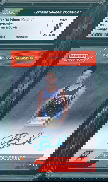 2017-18 Panini Instant Devin Booker #98 Three-Point Champion Autographs #1/5 Orange CGC 9 AUTO 10 NUMBER MATCH SSP