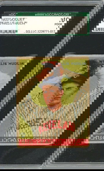 1933 Goudey Willis Hudlin #96 SGC 1 P1360