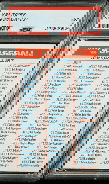1956 Topps Checklist 1/3 PSA 5