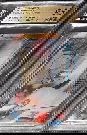 2015 Topps Strata signature Bryce Harper Camo Patch BGS 9.5 / 10 POP 1