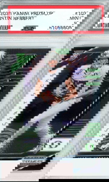 2020 PANINI PRIZM DP JUSTIN HERBERT #102 L A CHARGERS ROOKIE RC PSA 9 MINT