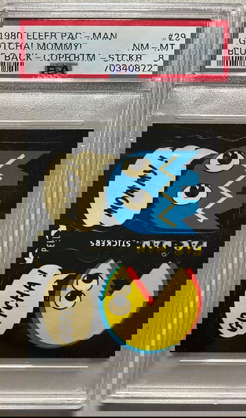 1980 FLEER PAC- MAN GOTCHA! MOMMY! BLUE BACK - COPR.BTM STICKER NM-MT