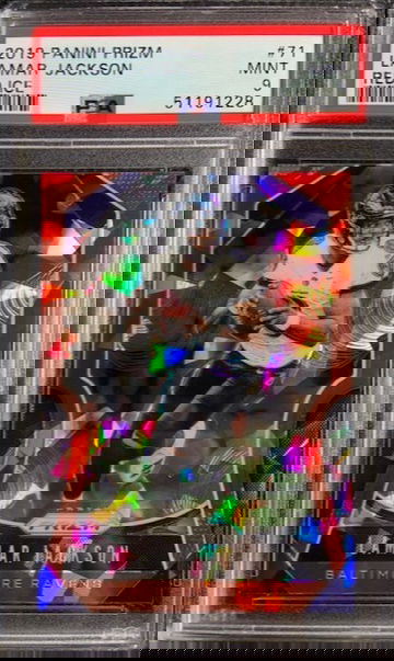 2019 Panini Prizm Red Ice #71 Lamar Jackson Baltimore Ravens PSA 9 Mint MVP