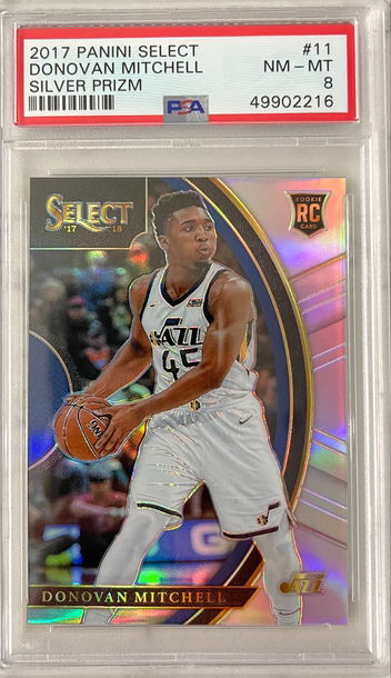 2017 Panini Select Donovan Mitchell Silver Prizm PSA 8