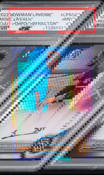 2022 Bowman Chrome Samuel Zavala Prospect Purple Refractor Auto PSA 9