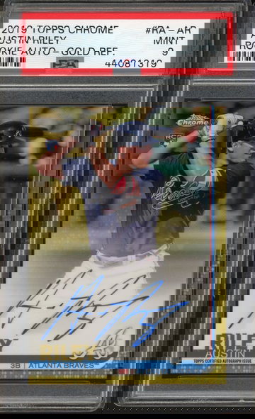 2019 Austin Riley Topps Chrome Rookie Auto Gold Refractor 8/50 PSA 9