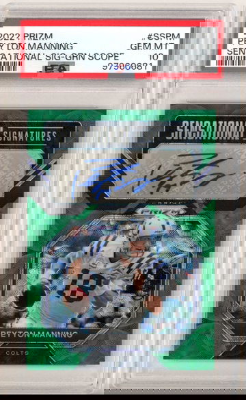 2022 Prizm SSPM Peyton Manning Sensational Signature Green Scope /10 PSA 10