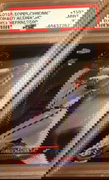 2018 Topps Chrome Ronald Acuna Jr Purple Refractor /299 PSA 9