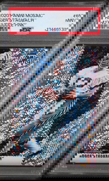 2020 Panini Mosaic No Huddle Pink Mosaic Roger Staubach #65 /20 PSA 9