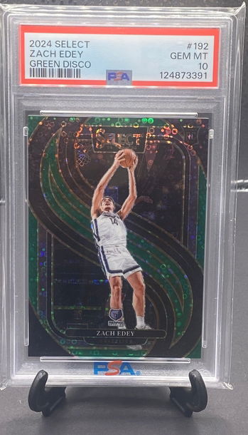 2024 Select Zach Edey Rookie Premier Level Green Disco Prizm    PSA 10  