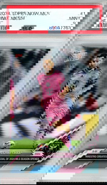 2024 TOPPS NOW MLS LIONEL MESSI #1 BLUE 42 OF 49 INTER MIAMI PSA 9 MINT