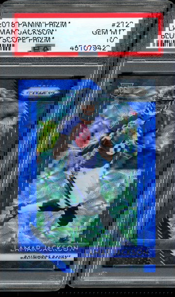 2018 Panini Prizm LAMAR JACKSON Rookie RC BLUE Scope Prizm 30/99 PSA 10 GEM MT