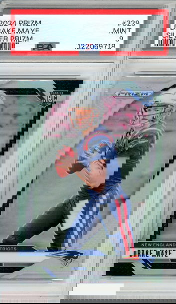 2024 PANINI PRIZM DRAKE MAYE #329 SILVER PRIZM ROOKIE RC PATRIOTS PSA 9 MINT