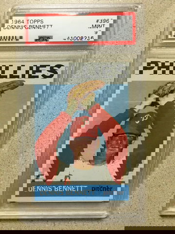 1964 Topps #396 Dennis Bennett PSA 9 MINT PHILLIES 