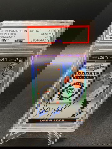 2019 Drew Lock Panini Contenders Optic Rookie Ticket Auto PSA 10