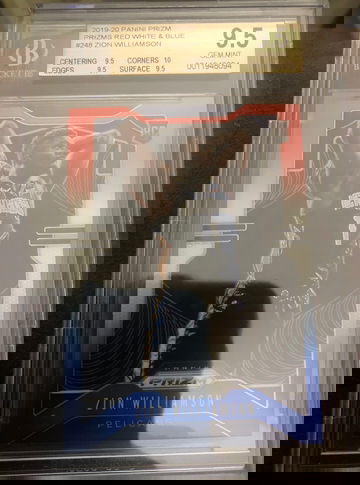 2019-20 Panini Prizm Red White Blue Zion Williamson Pelicans RC SP BGS 9.5