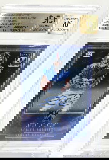 2018 OPTIC SAQUON BARKLEY RC PURPLE STARS ELITE SERIES ROOKIE AUTO BGS 9.5 EAGLE