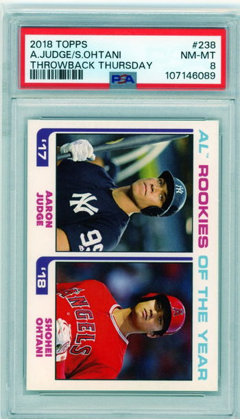 2018 Topps Throwback Thursday #238 Judge/Ohtani ROY PSA 8!