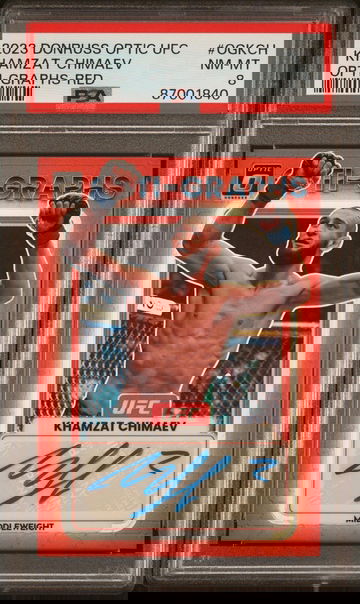 2023 Panini Donruss Optic UFC Opti-Graphs Red Khamzat Chimaev #OGKCH /199 PSA 8