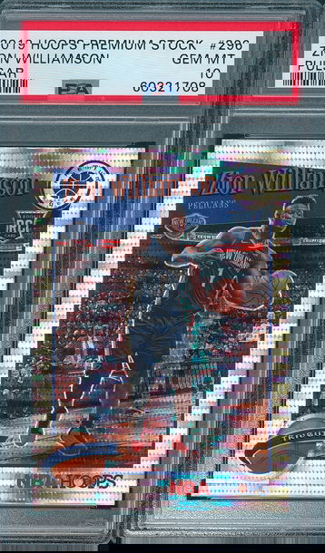 2019 Hoops Prem Stock Zion Williamson #296 RC Pulsar PSA 10