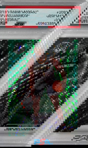 2019 Panini Mosaic Zion Williamson Green RC Rookie Card PSA 10 Gem Mint