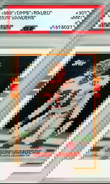 1989 TOPPS TRADED DEION SANDERS #30T ROOKIE HOF ATLANTA FALCONS PSA MINT 9