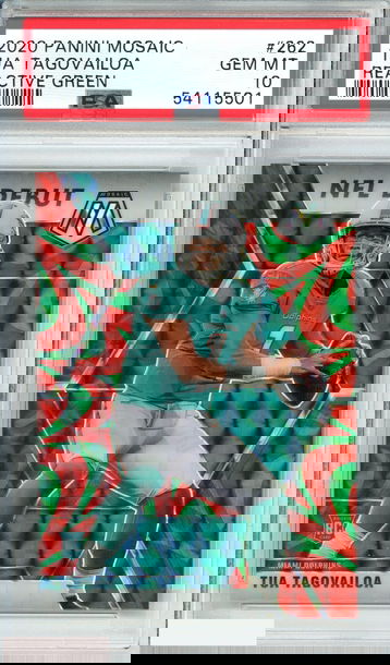 2020 PANINI MOSAIC TUA TAGOVAILOA #262 REACTIVE GREEN ROOKIE RC PSA 10 GEM MT