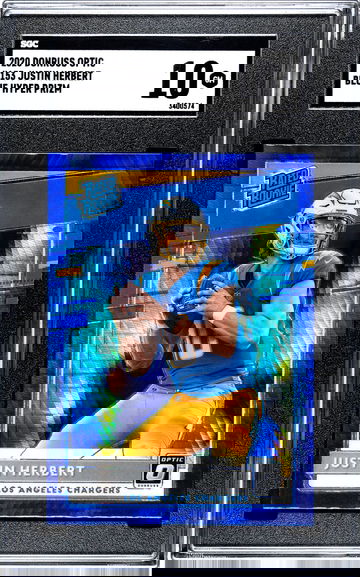 2020 Donruss Optic #153 Blue Hyper Prizm Justin Herbert SGC 10