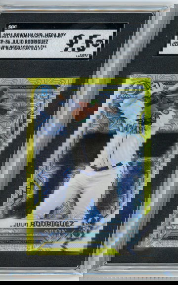 2021 Bowman Chrome Mega Box Julio Rodriguez BCP-86 Yellow Refractor 51/75