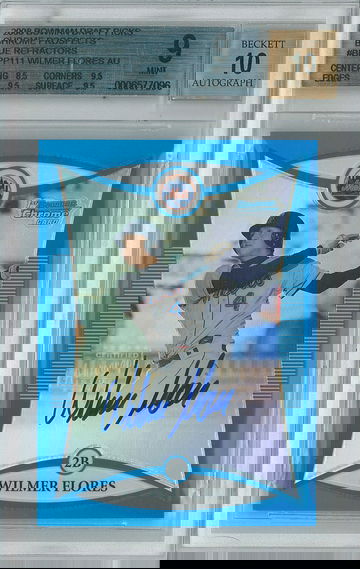 2008 Bowman Draft Wilmer Flores Blue Refractor /150 #BDPP111 BGS 9 Auto 10