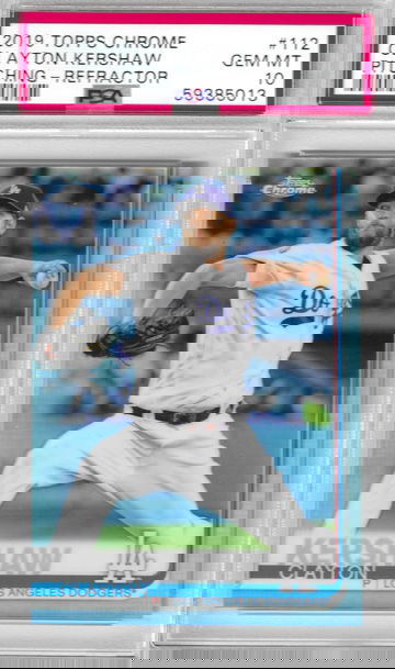 2019 Topps Chrome Clayton Kershaw Pitching - Refractor PSA 10