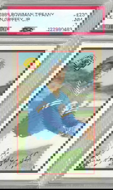 HOF Ken Griffey Jr 1989 Bowman #220 SCARCE TIFFANY ROOKIE CARD PSA 7 NICE!