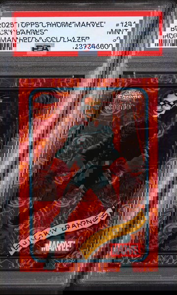 2025 Topps Chrome Marvel Iron Man Red & Gold Lazer Bucky Barnes #124 /100 PSA 9