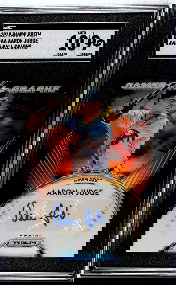 2019 Panini Prizm Aaron Judge Autograph Game Ball Graphs SGC 9