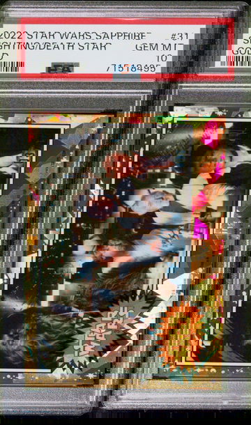 2022 Star Wars Topps Chrome Sapphire Sighting the Death Star Gold /15 #31 Luke Skywalker Han Solo Obi-Wan Chewbacca