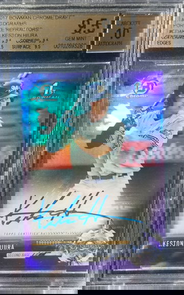 2017 Bowman Chrome Keston Hiura purple refractor auto