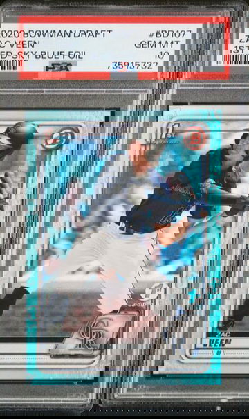 2020 Bowman Draft 1st Edition BD107 Zac Veen Sky Blue Foil	PSA 10