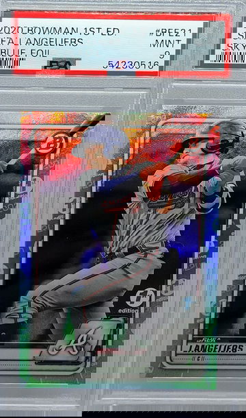 2020 BOWMAN 1ST ED. #BFE21 SHEA LANGELIERS SKY BLUE FOIL PSA 9