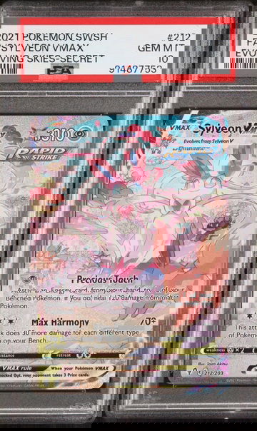 2021 Pokémon Sword & Shield Evolving Skies Alt Art Sylveon #212/203 VMAX PSA 10