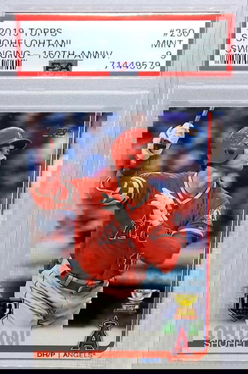 2019 Topps #250 Shohei Ohtani Swinging- 150th Anniv. PSA 9