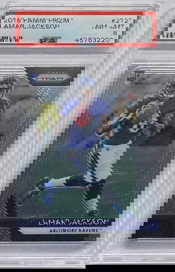 2018 Panini Prizm #212 Lamar Jackson Ravens RC Rookie PSA 8 NM-MT