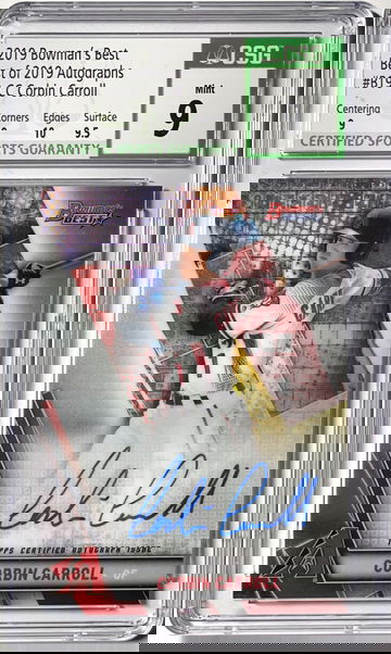 Corbin Carroll 2019 Bowman’s Best Top Prospects Auto CSG9/10 Mint